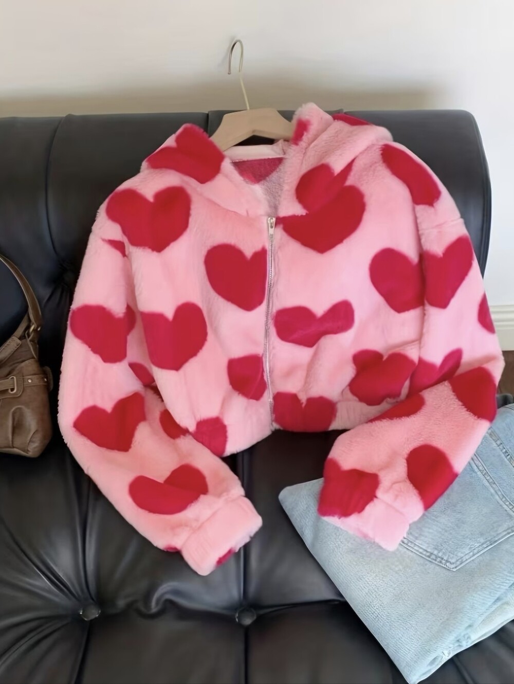 Elegant Special Women's Heart Pattern Hooded Casual Jacket